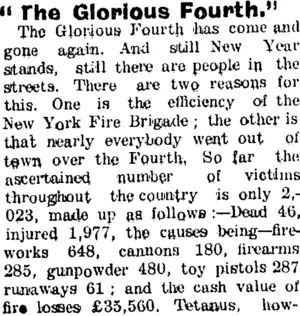 "The Glorious Fourth." (Taranaki Daily News 10-9-1904)
