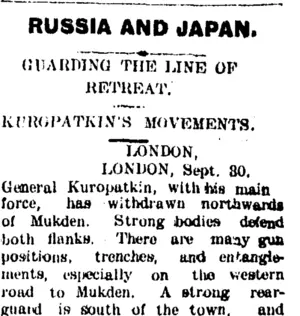 RUSSIA AND JAPAN. (Taranaki Daily News 3-10-1904)