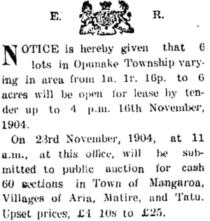Page 3 Advertisements Column 1 (Taranaki Daily News 1-11-1904)