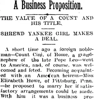 A Business Proposition. (Taranaki Daily News 4-1-1905)