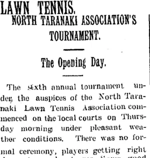 LAWN TENNIS. (Taranaki Daily News 6-1-1905)