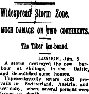 Widespread Storm Zone. (Taranaki Daily News 7-1-1905)