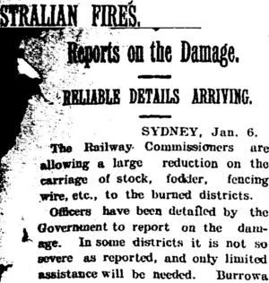 AUSTRALIAN FIRES. (Taranaki Daily News 7-1-1905)