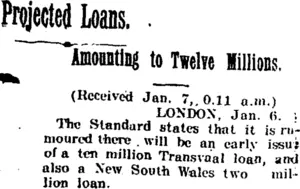 Projected Loans. (Taranaki Daily News 7-1-1905)