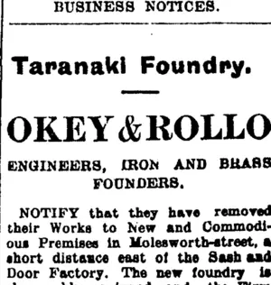 Page 1 Advertisements Column 7 (Taranaki Daily News 7-1-1905)