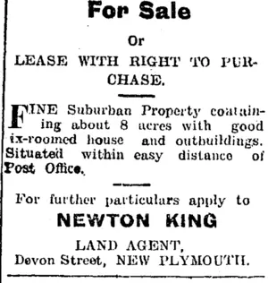 Page 3 Advertisements Column 5 (Taranaki Daily News 7-1-1905)