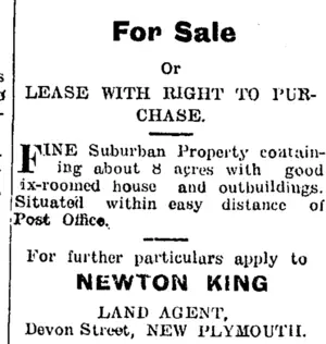 Page 3 Advertisements Column 6 (Taranaki Daily News 9-1-1905)