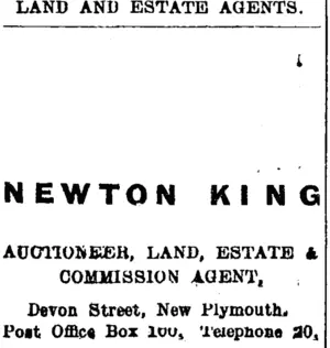 Page 1 Advertisements Column 3 (Taranaki Daily News 9-1-1905)