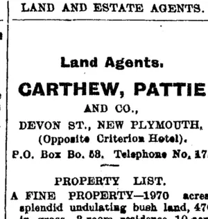 Page 1 Advertisements Column 5 (Taranaki Daily News 14-1-1905)