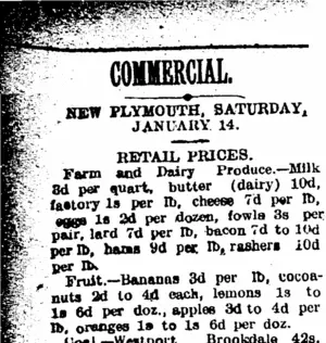 COMMERCIAL. (Taranaki Daily News 14-1-1905)
