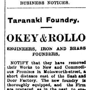 Page 1 Advertisements Column 7 (Taranaki Daily News 16-1-1905)