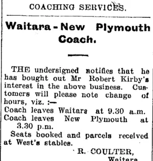 Page 1 Advertisements Column 4 (Taranaki Daily News 18-1-1905)