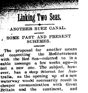 Linking Two Seas. (Taranaki Daily News 18-1-1905)