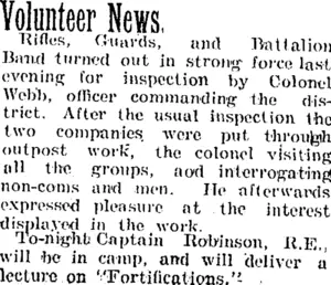 Volunteer News. (Taranaki Daily News 18-1-1905)