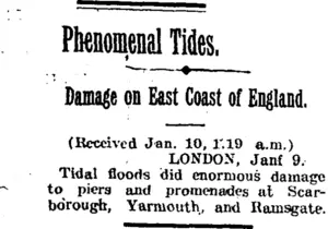 Phenomenal Tides. (Taranaki Daily News 10-1-1905)