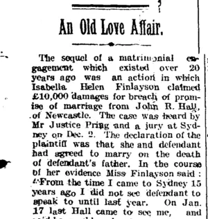 An Old Love Affair. (Taranaki Daily News 10-1-1905)
