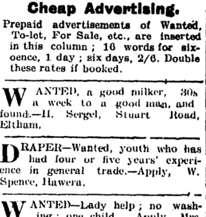 Page 3 Advertisements Column 8 (Taranaki Daily News 10-1-1905)