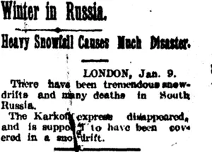 Winter in Russia. (Taranaki Daily News 11-1-1905)