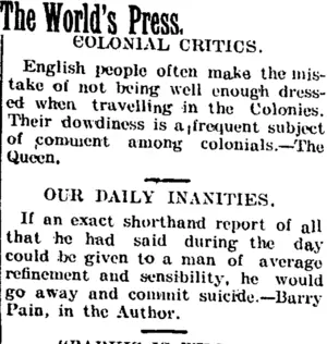 The World's Press. (Taranaki Daily News 11-1-1905)