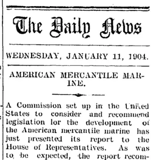 The Daily News WEDNESDAY, JANUARY 11, 1904. AMERICAN MERCANTILE MARINE. (Taranaki Daily News 11-1-1905)