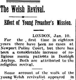 The Welsh Revival. (Taranaki Daily News 12-1-1905)