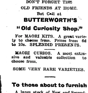 Page 1 Advertisements Column 1 (Taranaki Daily News 12-1-1905)