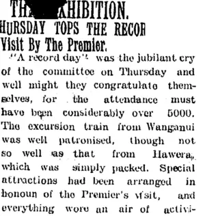 THE EXHIBITION. (Taranaki Daily News 13-1-1905)
