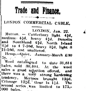 Trade and Finance. (Taranaki Daily News 24-1-1905)