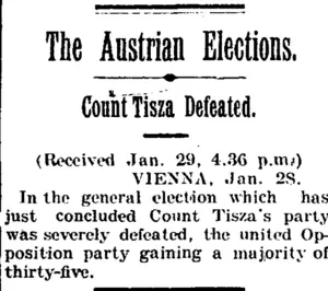 The Austrian Elections. (Taranaki Daily News 30-1-1905)