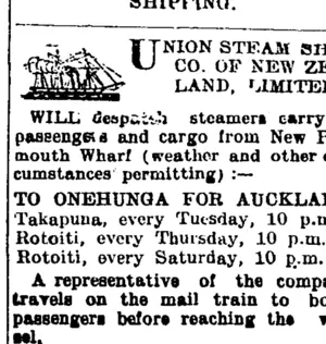Page 1 Advertisements Column 2 (Taranaki Daily News 30-1-1905)
