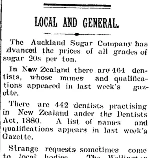 LOCAL ADD GENERAL. (Taranaki Daily News 30-1-1905)