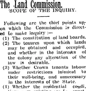 The Land Commission. (Taranaki Daily News 30-1-1905)