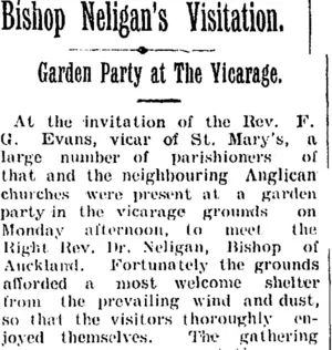 Bishop Neligan's Visitation. (Taranaki Daily News 31-1-1905)