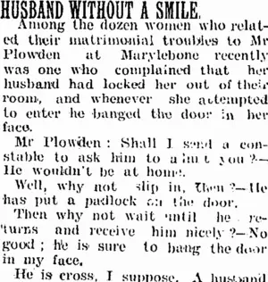 HUSBAND WITHOUT A SMILE. (Taranaki Daily News 31-1-1905)