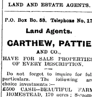 Page 1 Advertisements Column 5 (Taranaki Daily News 31-1-1905)