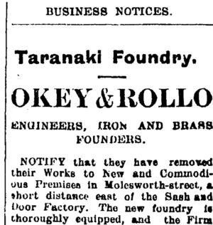 Page 1 Advertisements Column 7 (Taranaki Daily News 31-1-1905)