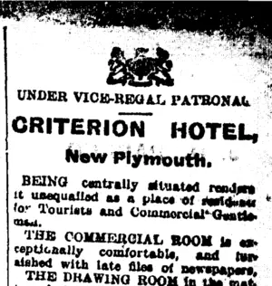 Page 1 Advertisements Column 8 (Taranaki Daily News 31-1-1905)