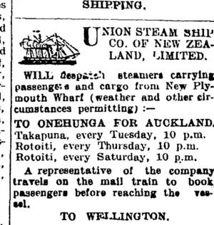 Page 1 Advertisements Column 2 (Taranaki Daily News 31-1-1905)