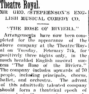 Theatre Royal. (Taranaki Daily News 31-1-1905)