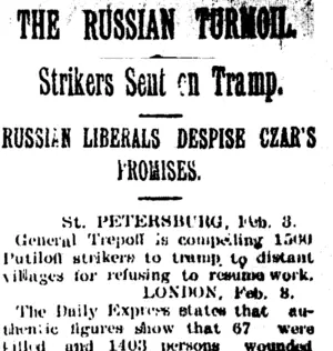 THE RUSSIAN TURMOIL. (Taranaki Daily News 6-2-1905)
