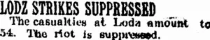 LODZ STRIKES SUPPRESSED. (Taranaki Daily News 6-2-1905)