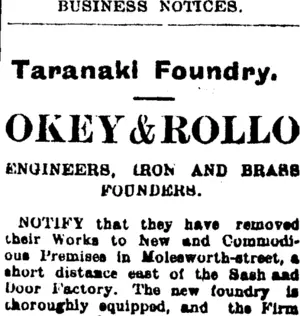 Page 1 Advertisements Column 7 (Taranaki Daily News 6-2-1905)
