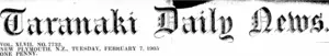 Masthead (Taranaki Daily News 7-2-1905)