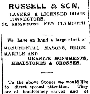 Page 4 Advertisements Column 3 (Taranaki Daily News 3-3-1905)