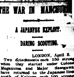 THE WAR IN MANCHURIA. (Taranaki Daily News 5-4-1905)