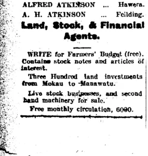 Page 2 Advertisements Column 1 (Taranaki Daily News 6-4-1905)