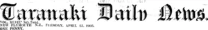 Masthead (Taranaki Daily News 25-4-1905)