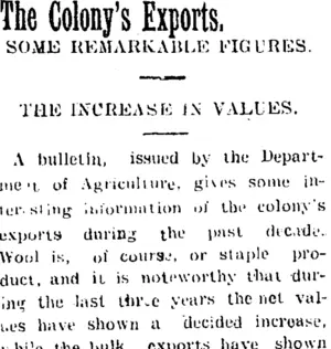 The Colony's Exports. (Taranaki Daily News 29-5-1905)