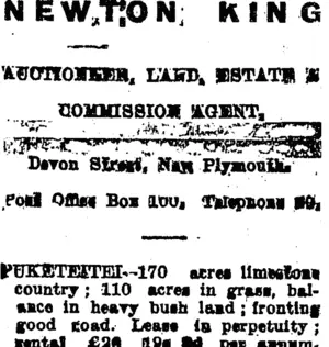 Page 1 Advertisements Column 3 (Taranaki Daily News 16-6-1905)