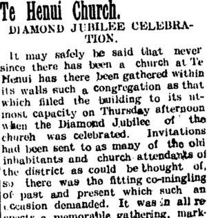 Te Henui Church. (Taranaki Daily News 23-6-1905)
